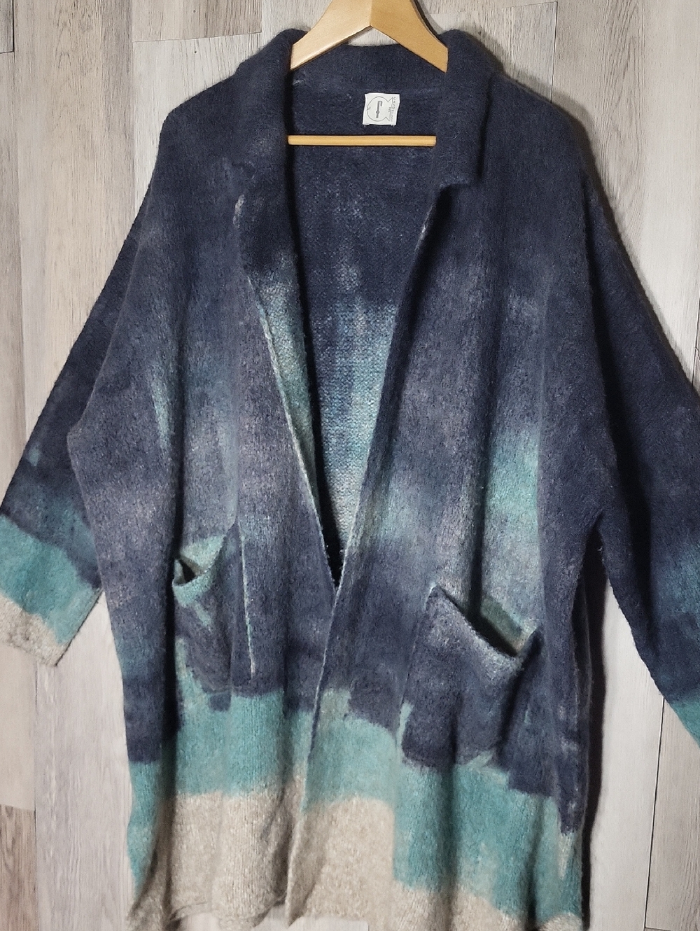 F Cashmere 90% Cashmere Cardigan Luxury Sweater Womens M Soft Knit Ombre‎ Boho